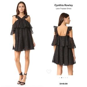 Cynthia Rowley lace trapeze dress open shoulder